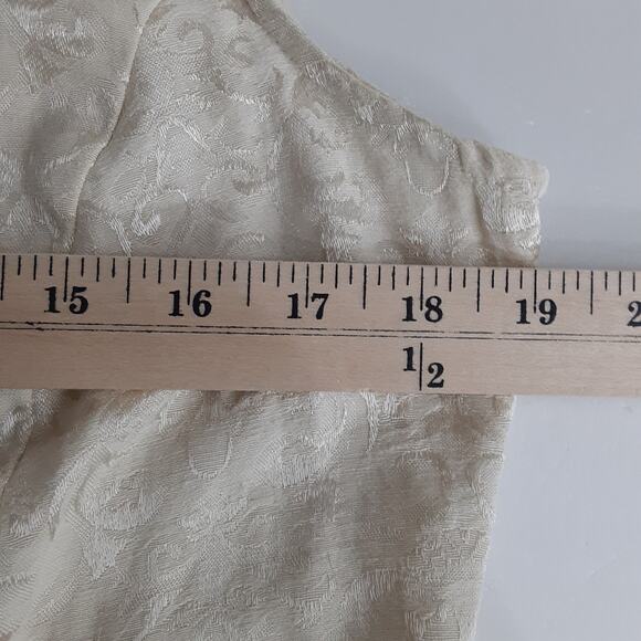Vintage 80s Waistcoat Crop Top Cream Brocade Vest Button Front Womens 10P - Picture 8 of 10